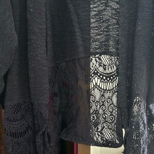 Elegant Black Lace Women Sweater